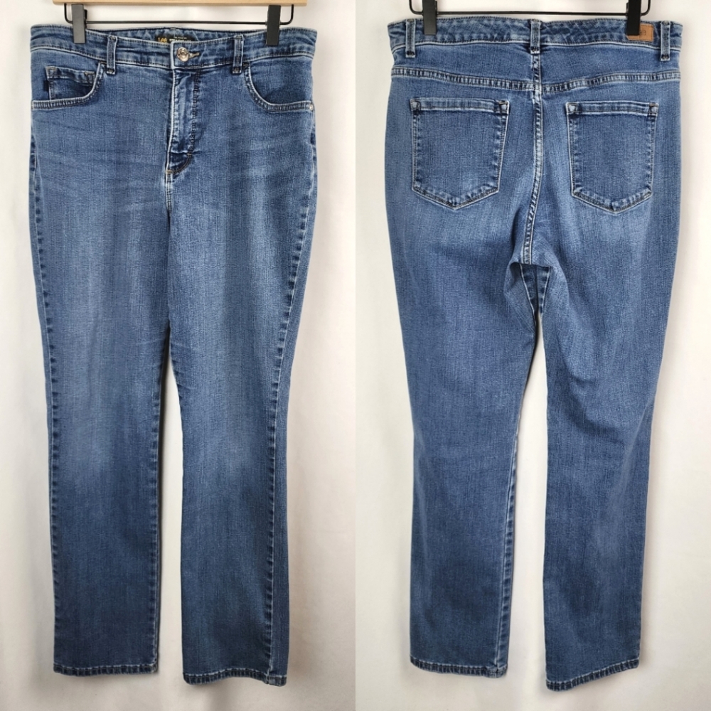 LEE Women's Relaxed Fit High Rise Straight Leg Slimming Denim Blue Jeans Size 30
